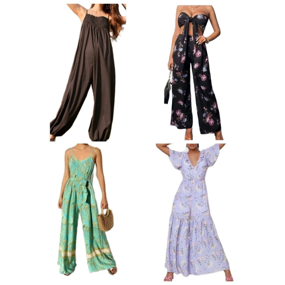 NIP 4 Piece Wide Leg & Harem Sleeveless Jumpsuit Bundle - Size Small